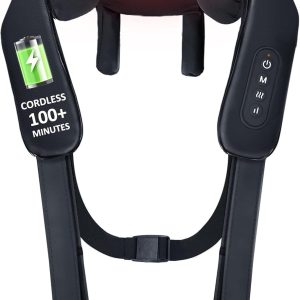 61RVwRI63RL._AC_SL1500_ Masseur de cou et d’épaules KNQZE sans fil – Massage pétrissant 4D + chaleur – Recharge USB-C (Bleu)