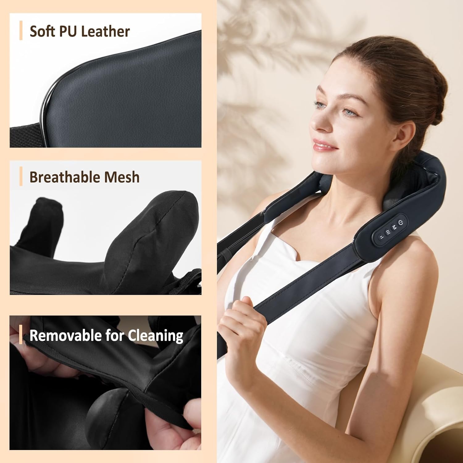 Masseur de cou et d’épaules KNQZE sans fil – Massage pétrissant 4D + chaleur – Recharge USB-C (Bleu) – Image 2