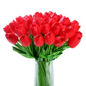 15 tulipes rouges artificielles pour décoration - visuel produit