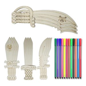 12 épées de pirate en bois à peindre pour enfant - visuel produit
