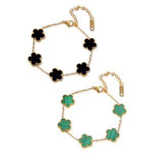 Bracelet trèfle femme plaqué or - visuel produit