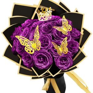 Bouquet de 24 roses artificielles à paillettes - visuel produit