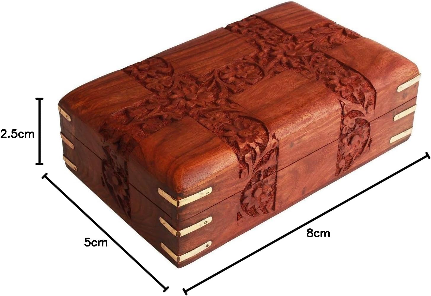 Ajuny Boîte de Rangement Bijoux en Bois Sculpté à la Main - Organisateur Décoratif 20x12,7x6,4 cm - visuel 7