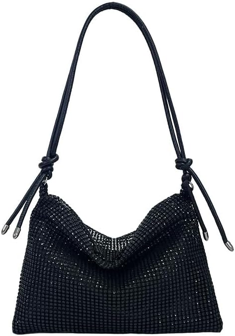 Bolso de mano con diamantes de imitación brillantes para mujer con correa ajustable para el hombro: gran capacidad para la noche, la bo