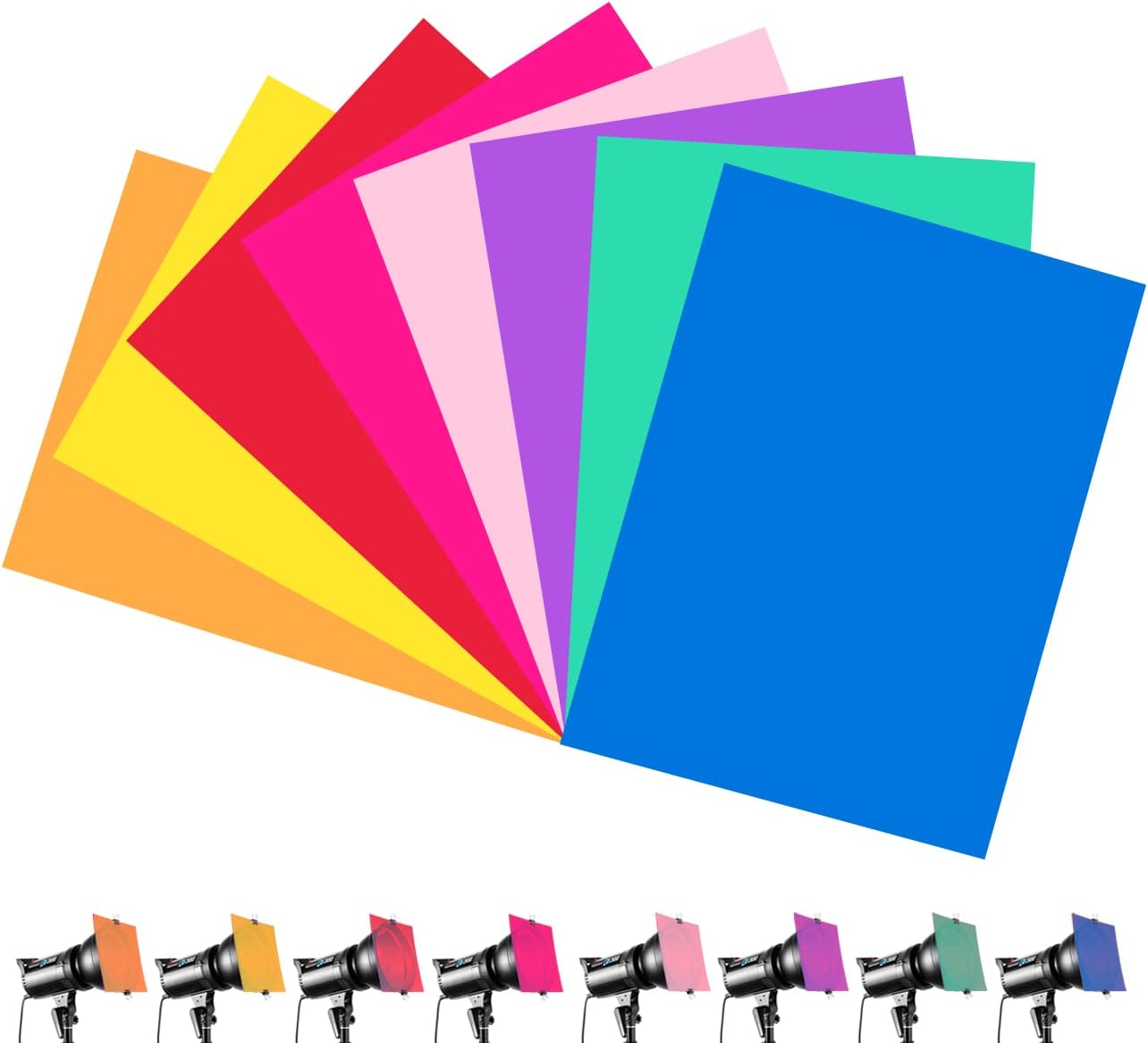8 piezas filtros gel de color – filtros de corrección de color en PVC para iluminación de estudio y Proj