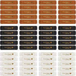 60 Étiquettes Fait Main en Cuir Synthétique - Imperméables et Résistantes, pour Vêtements, Tricots e - produit neuf issu de déstockage