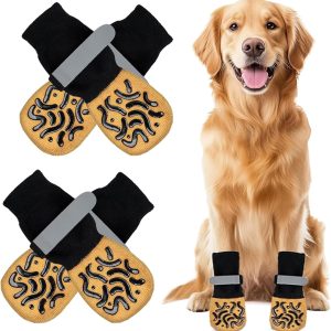 4 Chaussettes Antidérapantes pour Chien avec Fermeture Réglable - Protection Intérieure des Pattes, - produit neuf issu de déstockage