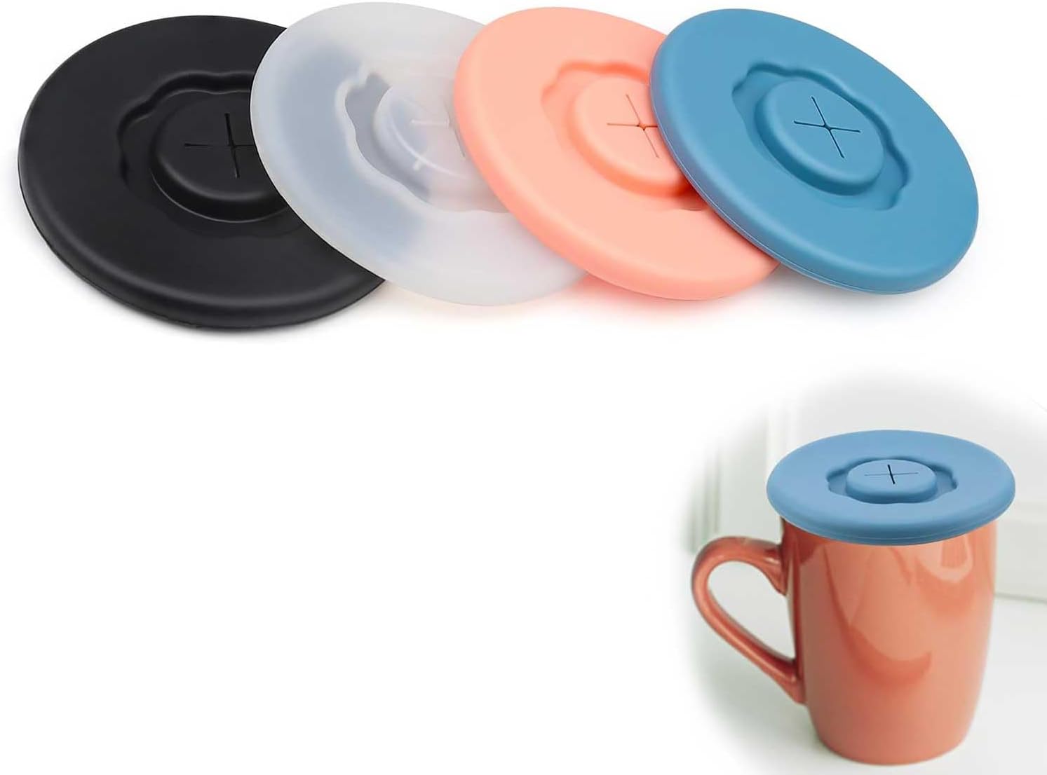 lote de 4 tapas extensibles en silicone para canettes y tasses – reutilizables con orificios para