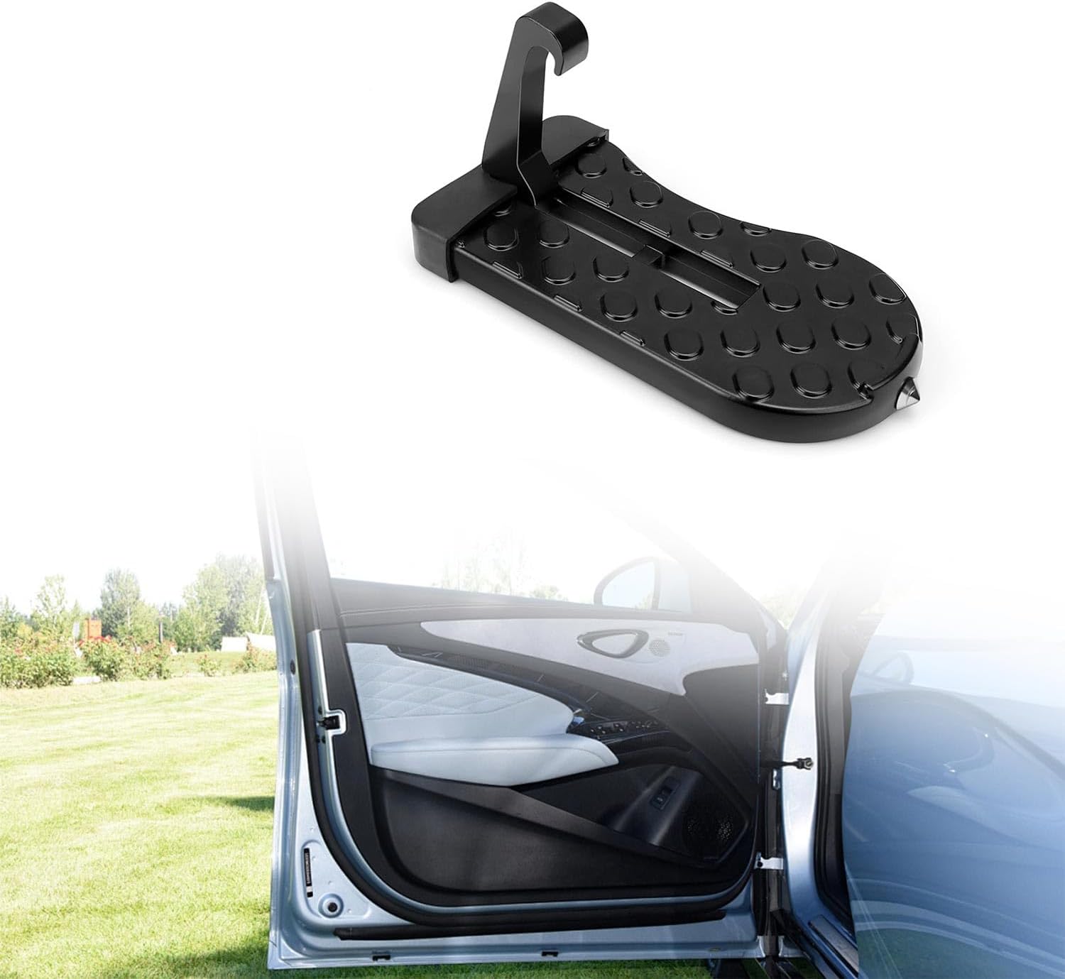 Marche Pied Voiture en Alliage d’Aluminium con Crochet Rotatif y Marteau de Sécurité - Pédale de P
