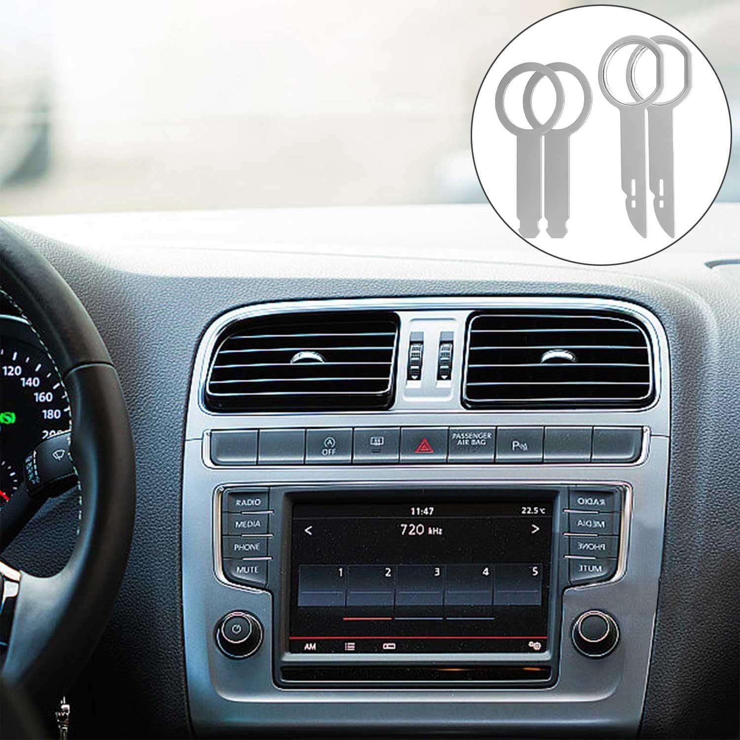 Clef Autoradio 8 Pièces en Acier Inoxydable - Outils de Démontage pour Autoradio et Climatiseurs de - produit neuf issu de déstockage