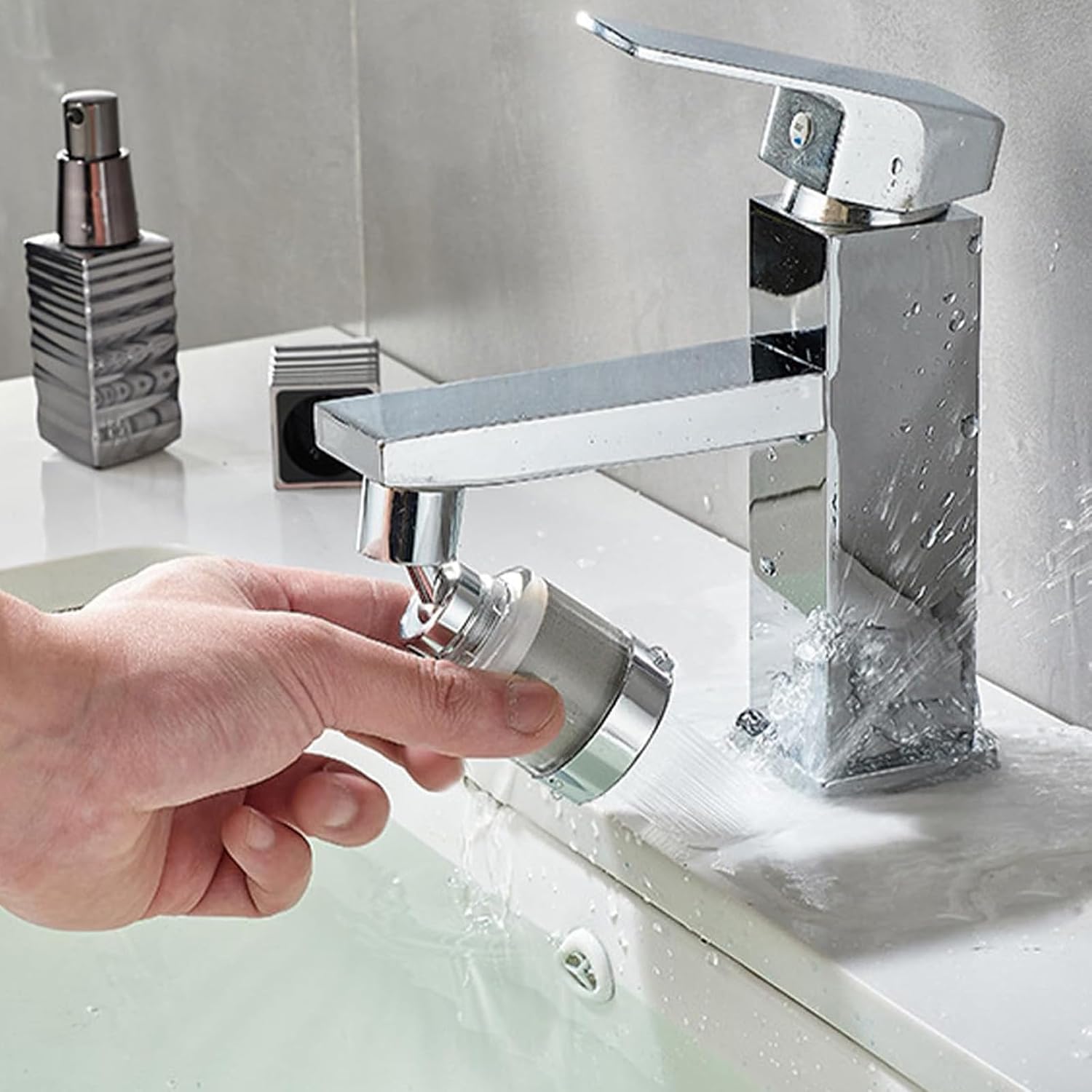 Edelstahl-Wasserhahnfilter mit 360°-Drehung und transparentem Design – Wasserfilter für – Bild 2