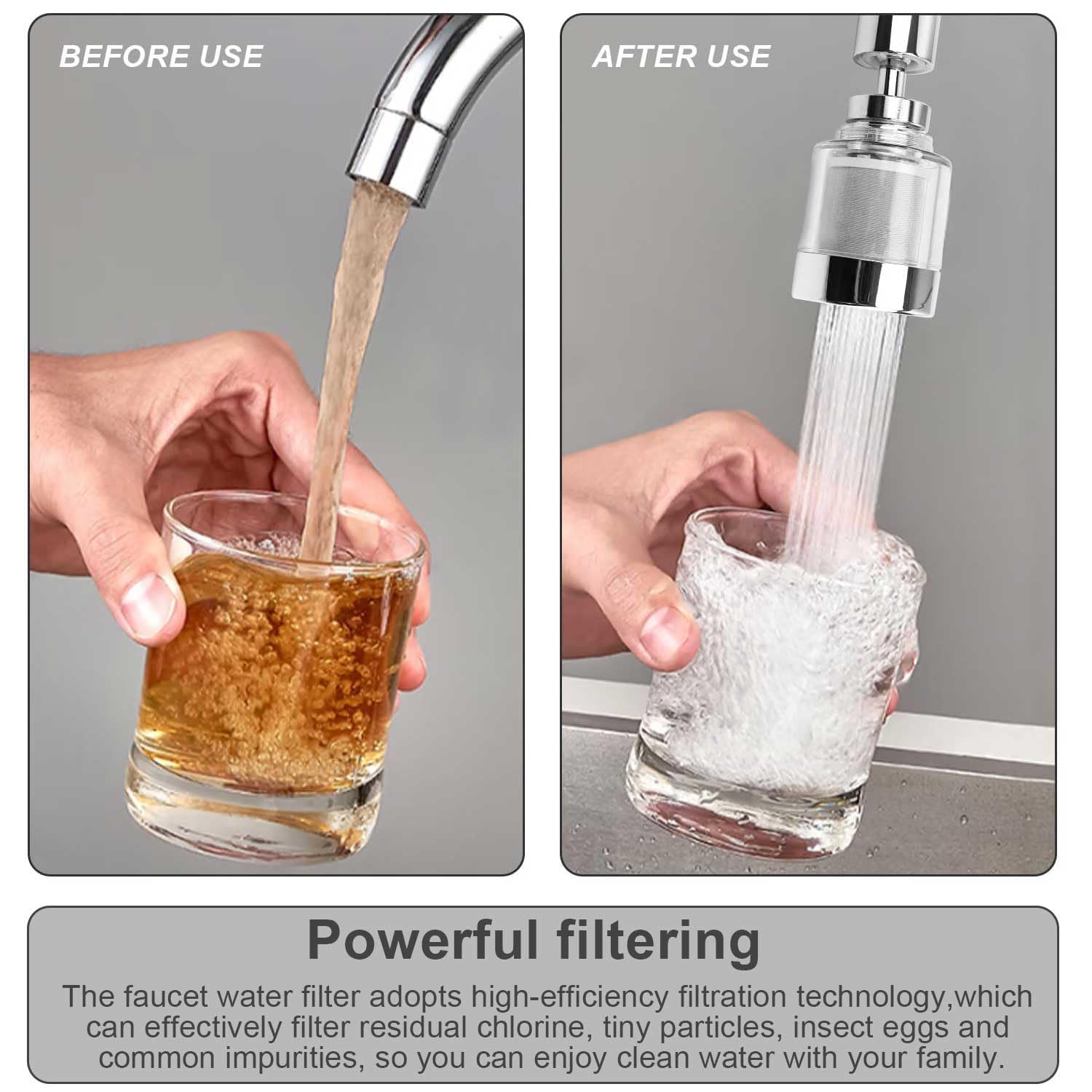 Edelstahl-Wasserhahnfilter mit 360°-Drehung und transparentem Design – Wasserfilter für – Bild 3