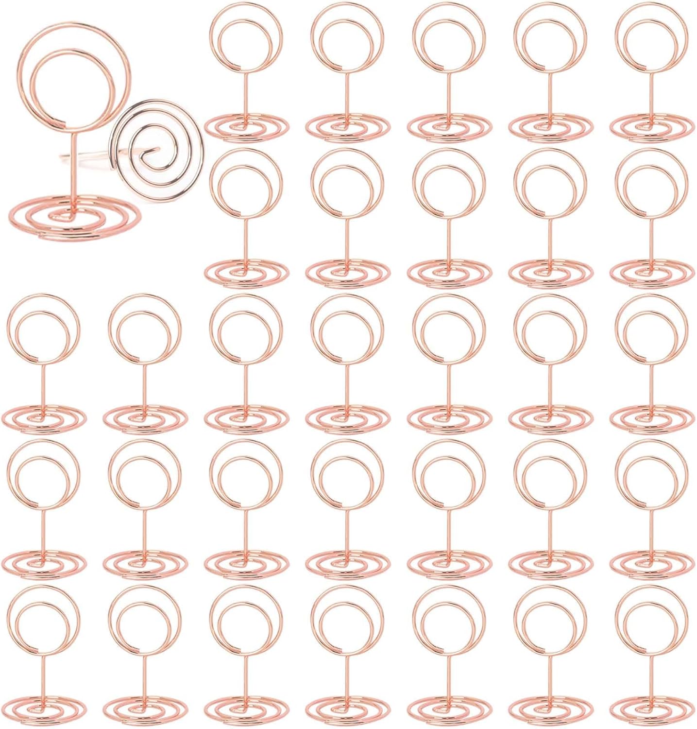 30 Supports Porte-Noms y Porte-Photos en Métal Or rosa - 30 piezas, Forme Ronde, para bodas, Ban