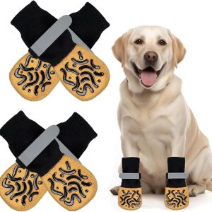 4 Chaussettes Antidérapantes pour Chien avec Fermeture Réglable - Protection Intérieure des Pattes, - produit neuf issu de déstockage