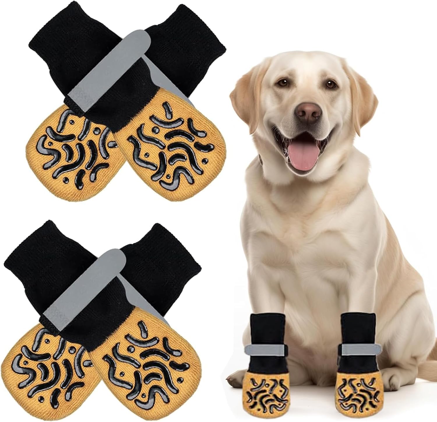 4 calcetines antideslizantes para perro con cierre ajustable