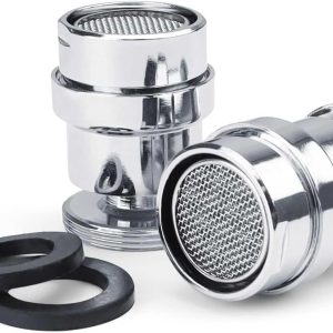 P000713-image_01 2 Pièces Mousseur pour Robinet en Acier Inoxydable, Réglable à 360°, Économiseur d'eau avec Bague d' - produit neuf issu de déstockage