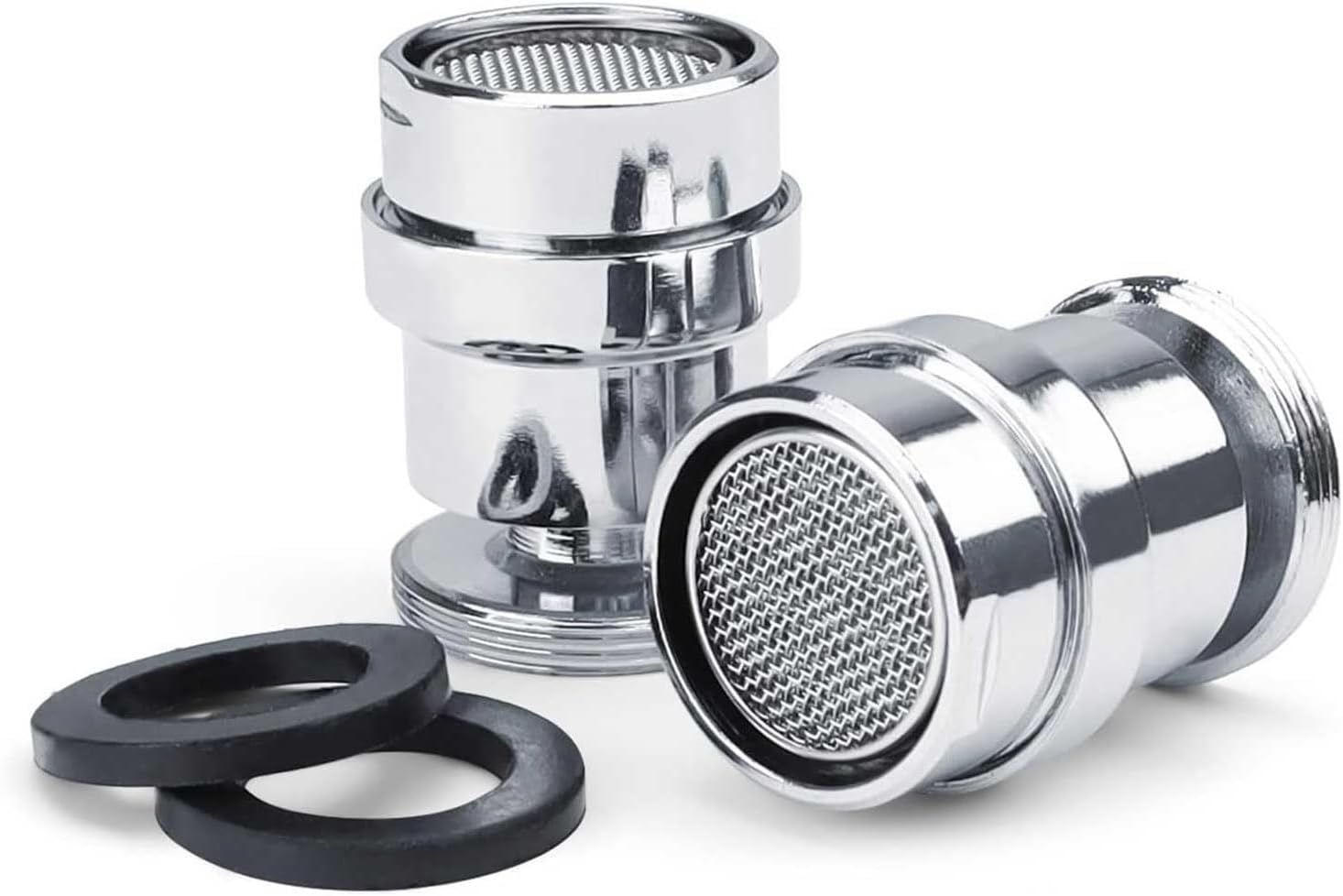 Aireador de 2 piezas para grifo de acero inoxidable, ajustable 360°, ahorrador de agua con anillo