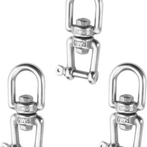 P000716-image_01 Lot de 3 Mousquetons Pivotants M5 en Acier Inoxydable 304, Crochets à Double Extrémité avec Rotation - produit neuf issu de déstockage
