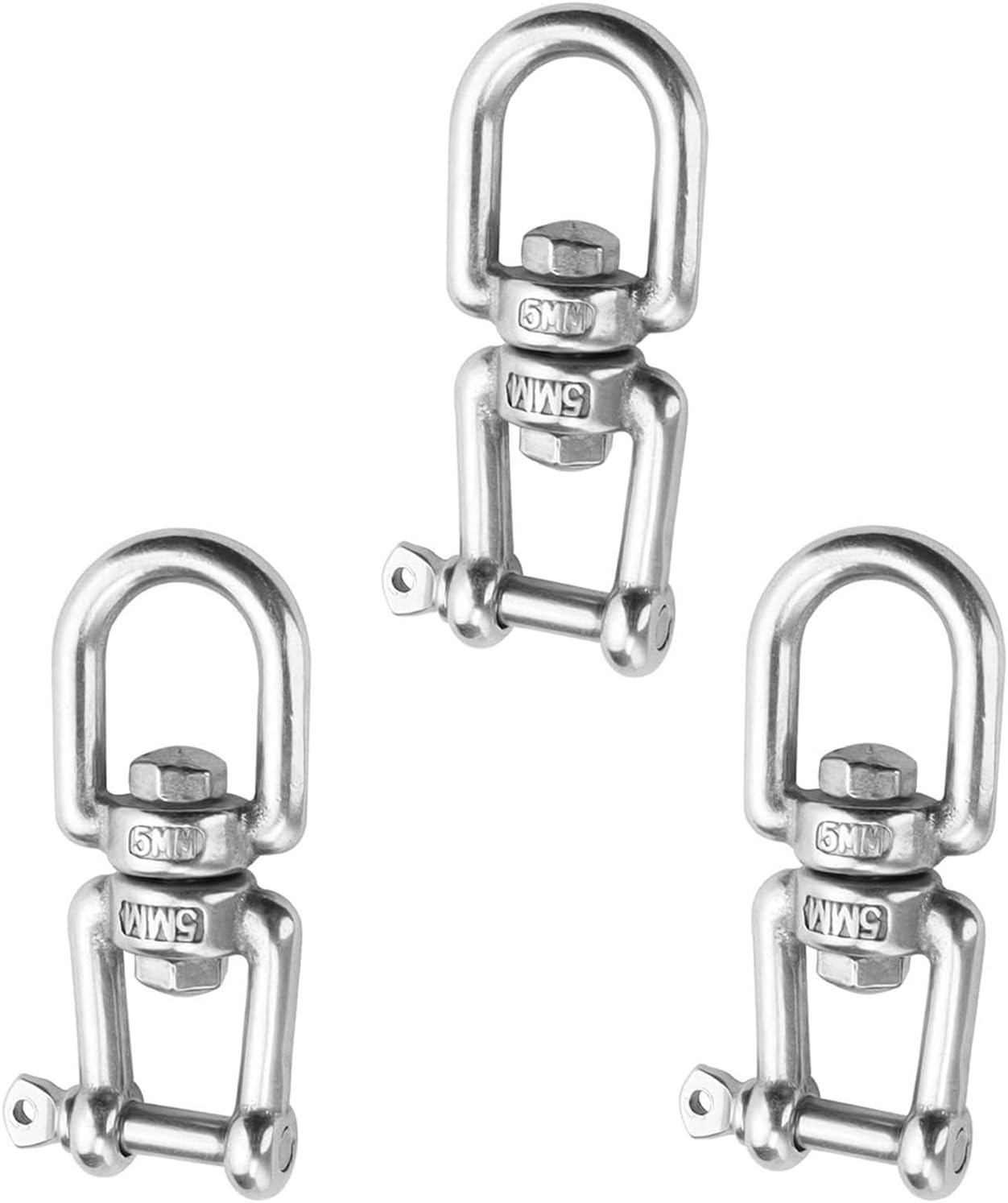 lote de 3 Mousquetons Pivotants M5 en acero inoxidable 304, Crochets à Double Extrémité con rotación