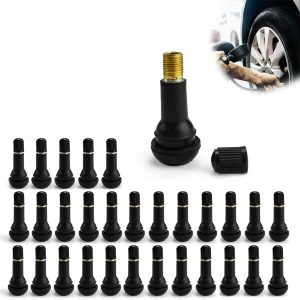 P000731-image_01 Valve Pneu Voiture et Moto 30 Pièces Tubeless avec Base en Caoutchouc Noire - Fixation par Clipsage - produit neuf issu de déstockage