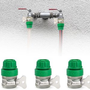 P000740-image_01 Adaptateur Robinet Tuyau d'Arrosage 1/2″ - Lot de 3 avec Pince en Acier Inoxydable - Raccords pour R - produit neuf issu de déstockage