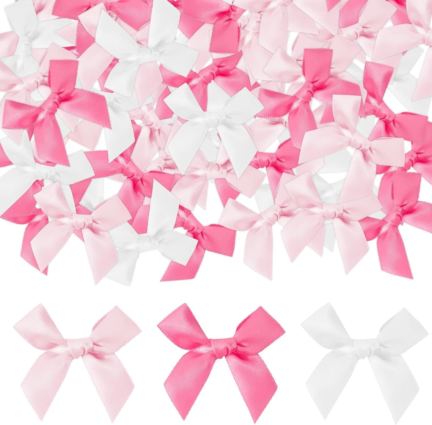 90 Mini Nœuds en Ruban de Satin Auto-Adhésifs Multicolores para Décoration y DIY