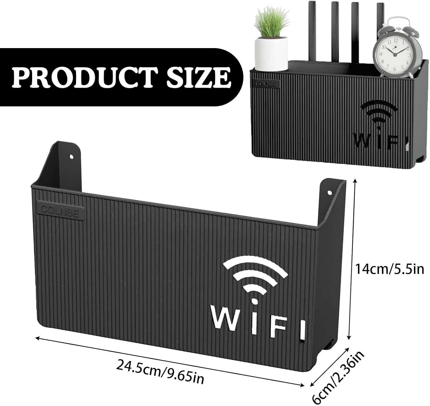 Cache Box Internet Mural Noir - Étagère Flottante de Rangement pour Routeur WiFi, Support Durable en - produit neuf issu de déstockage