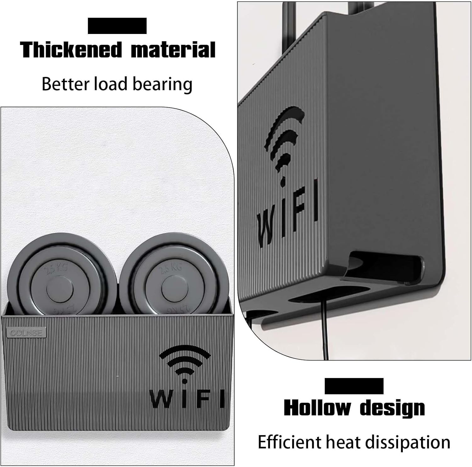 Cache Box Internet Mural Noir - Étagère Flottante de Rangement pour Routeur WiFi, Support Durable en - produit neuf issu de déstockage