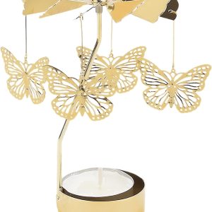 Bougeoir Rotatif Doré Papillon - Décoration Intérieure pour Mariage, Saint-Valentin et Fêtes - produit neuf issu de déstockage