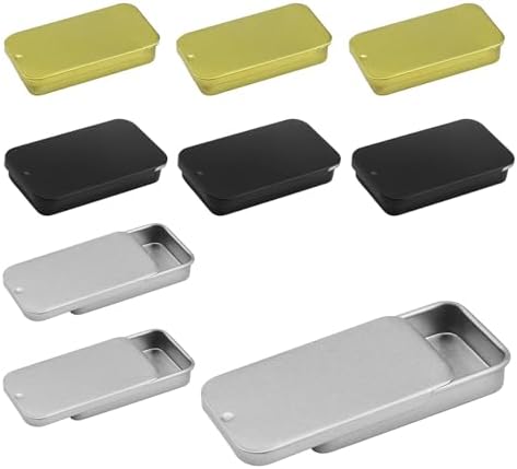 Schiebebox aus Metall, 9-teilig – rostfreie Mini-Blechboxen, mattierte Oberfläche, tragbar – Bild 2