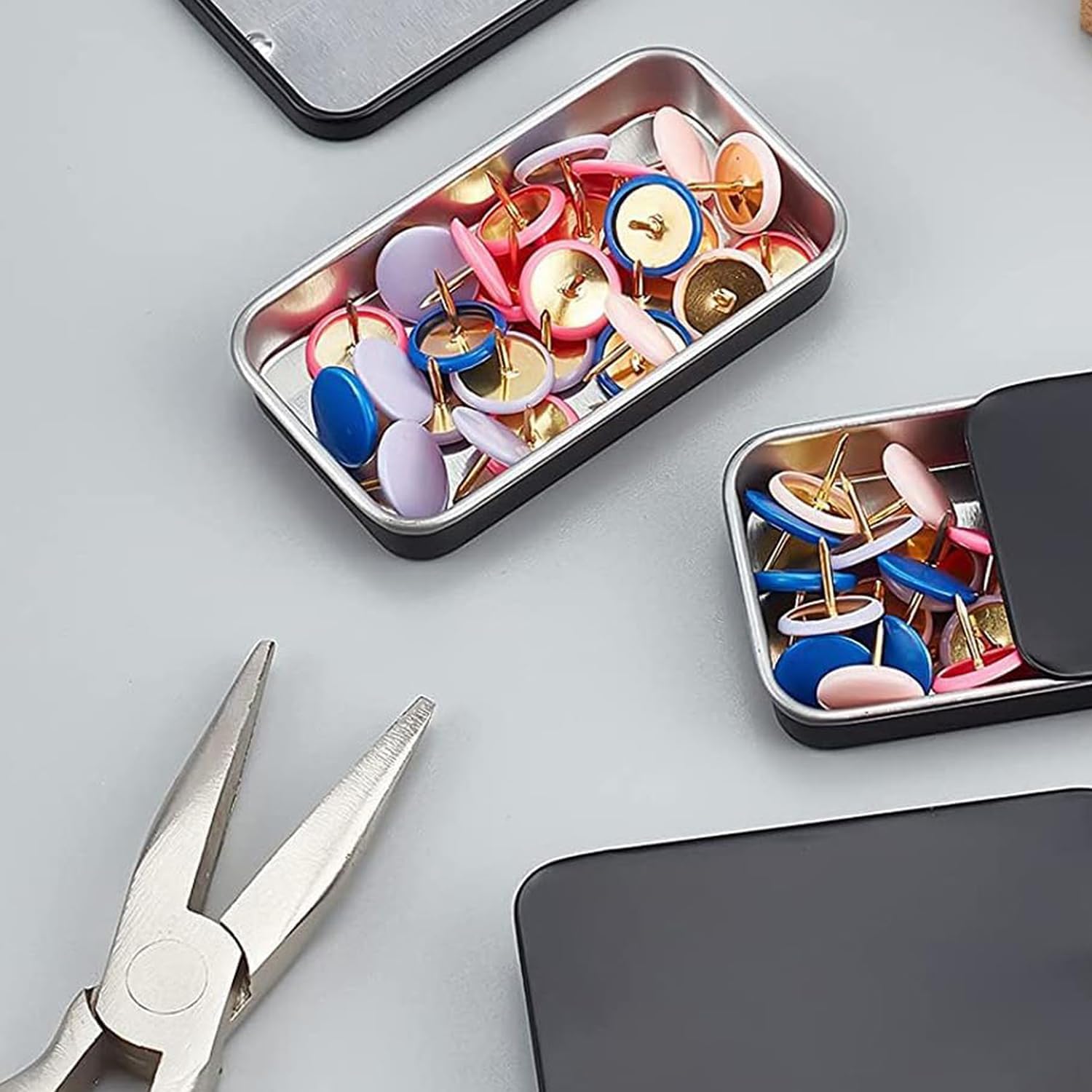 Schiebebox aus Metall, 9-teilig – rostfreie Mini-Blechboxen, mattierte Oberfläche, tragbar – Bild 5