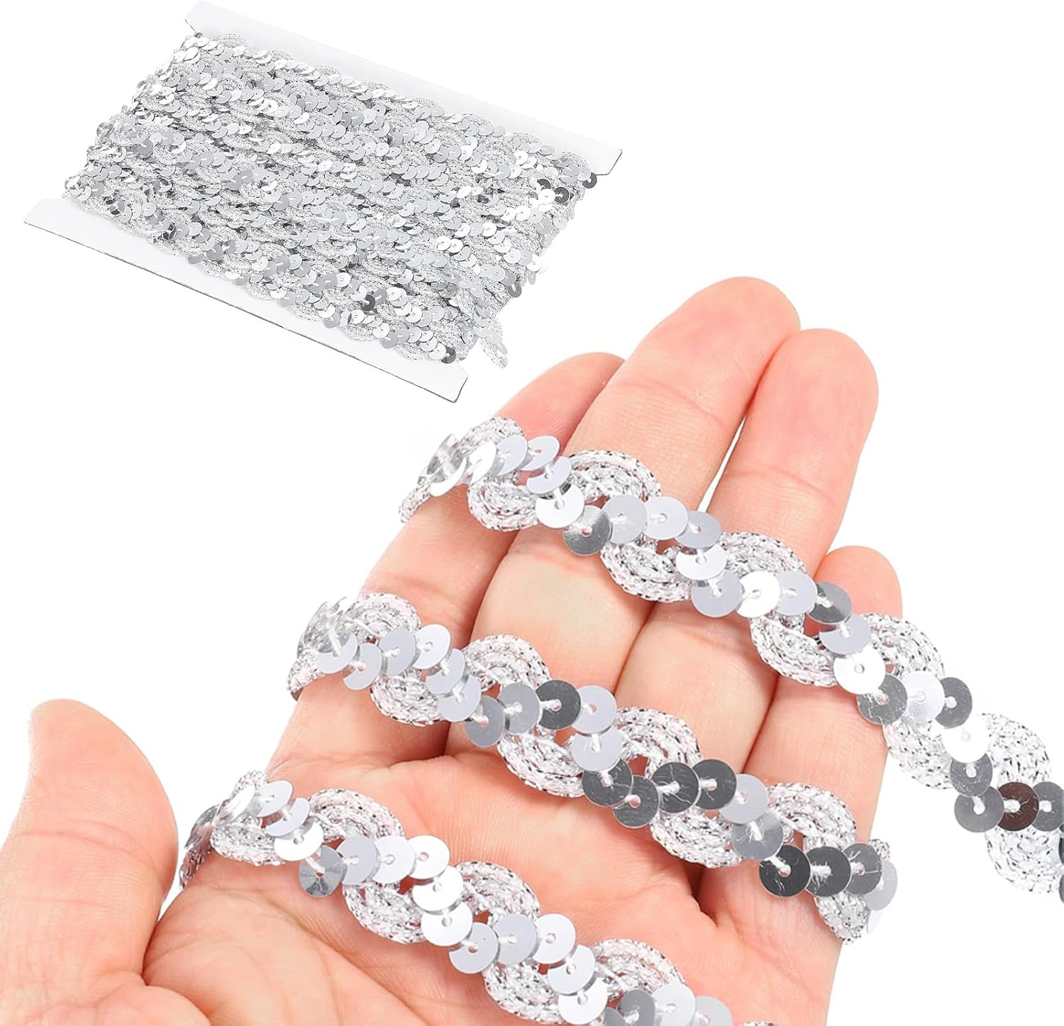 Ruban Pailleté plateado 25 m x 15 mm para Couture, DIY y Décoration de Fête