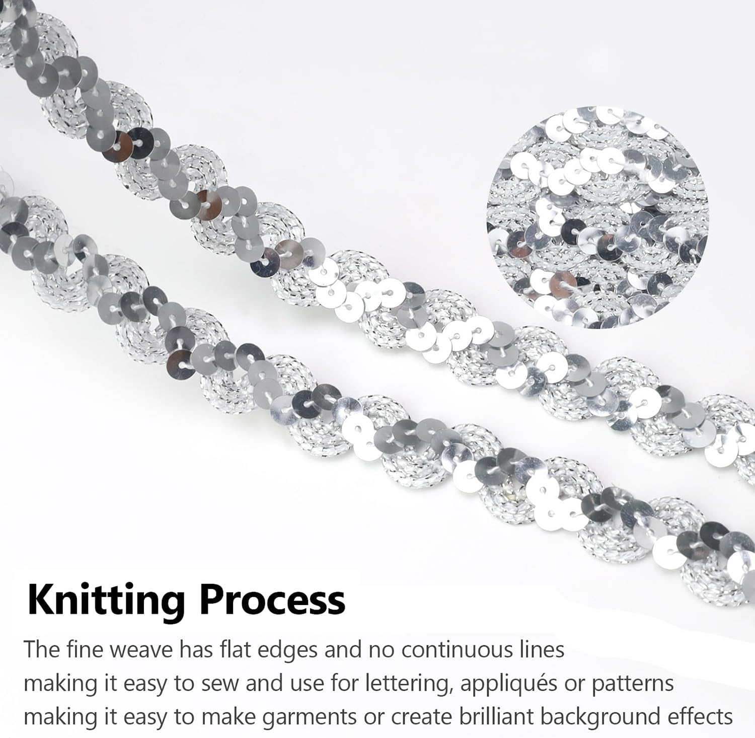 Ruban Pailleté Argenté 25 m x 15 mm pour Couture, DIY et Décoration de Fête - produit neuf issu de déstockage