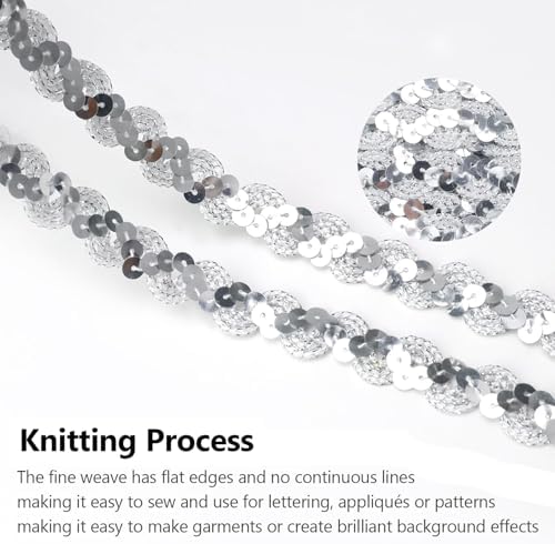 Ruban Pailleté Argenté 25 m x 15 mm pour Couture, DIY et Décoration de Fête - produit neuf issu de déstockage