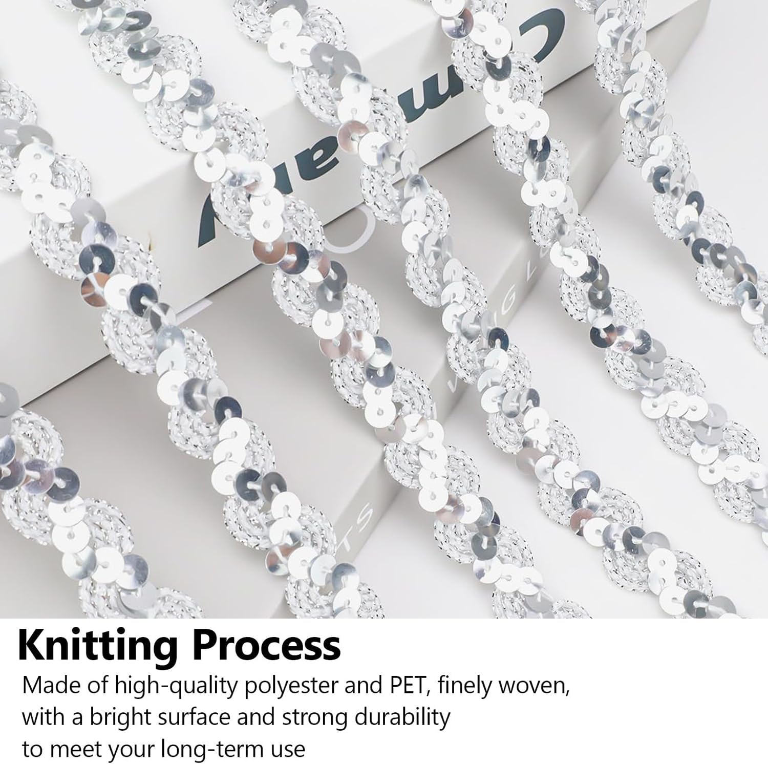 Ruban Pailleté Argenté 25 m x 15 mm pour Couture, DIY et Décoration de Fête - produit neuf issu de déstockage