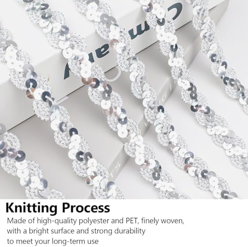 Ruban Pailleté Argenté 25 m x 15 mm pour Couture, DIY et Décoration de Fête - produit neuf issu de déstockage