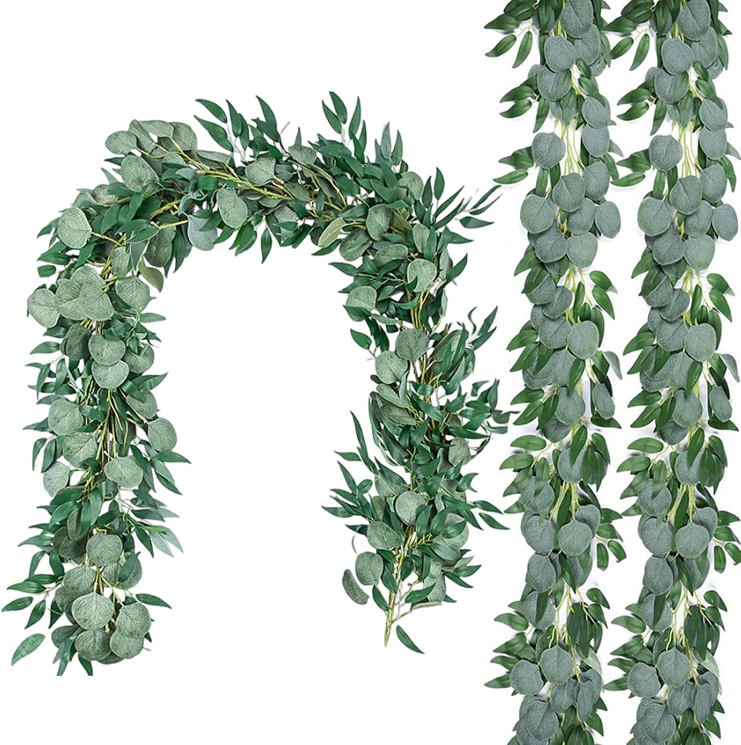 Guirnalda de Eucalipto Artificial 2 Piezas – 200 cm, Decoración Boda y Jardín, Resistente e Impermeable
