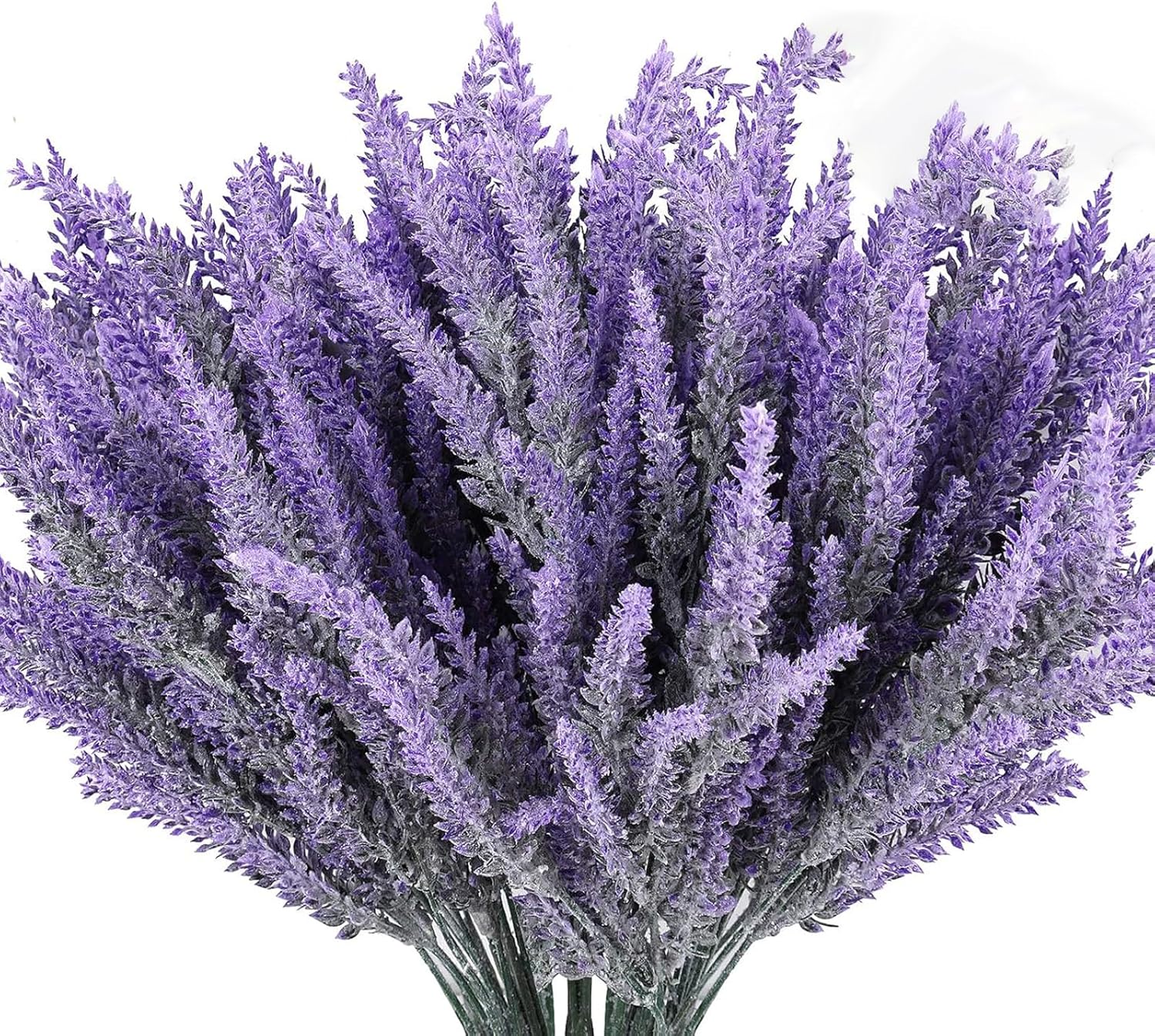 12 piezas Morado Lavanda Artificial – Flores Flocados de PVC Resistentes para Decoración de Interiores