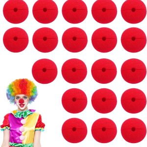 20 Nez de Clown en Éponge Rouge - Accessoires de Costume pour Adultes et Enfants - produit neuf issu de déstockage