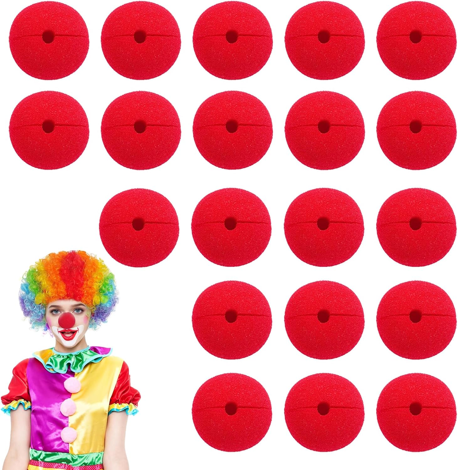 20 narices de payaso en Éponge rojo - accesorios de disfraz para adultos y niños