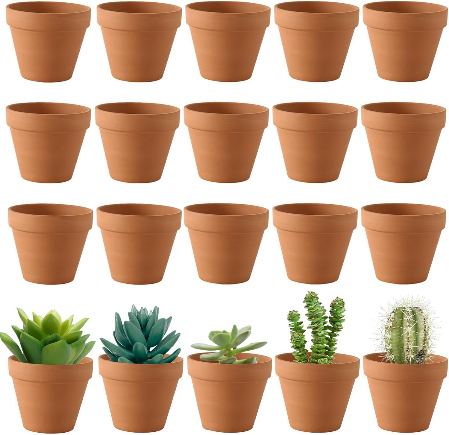 20 Pots en Terre Cuite Ø 3,5 cm - Mini Pots en Argile avec Trou de Drainage pour Semis et Plantes Su - produit neuf issu de Restposten