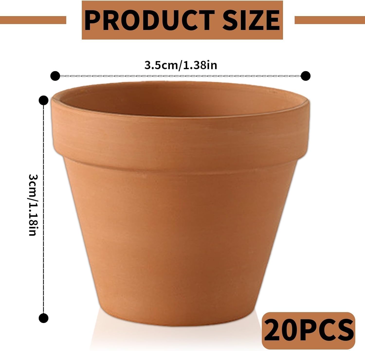 20 Terrakotta-Töpfe Ø 3,5 cm – Mini-Tontöpfe mit Ablaufloch für Setzlinge und Pflanzen Su – Bild 2