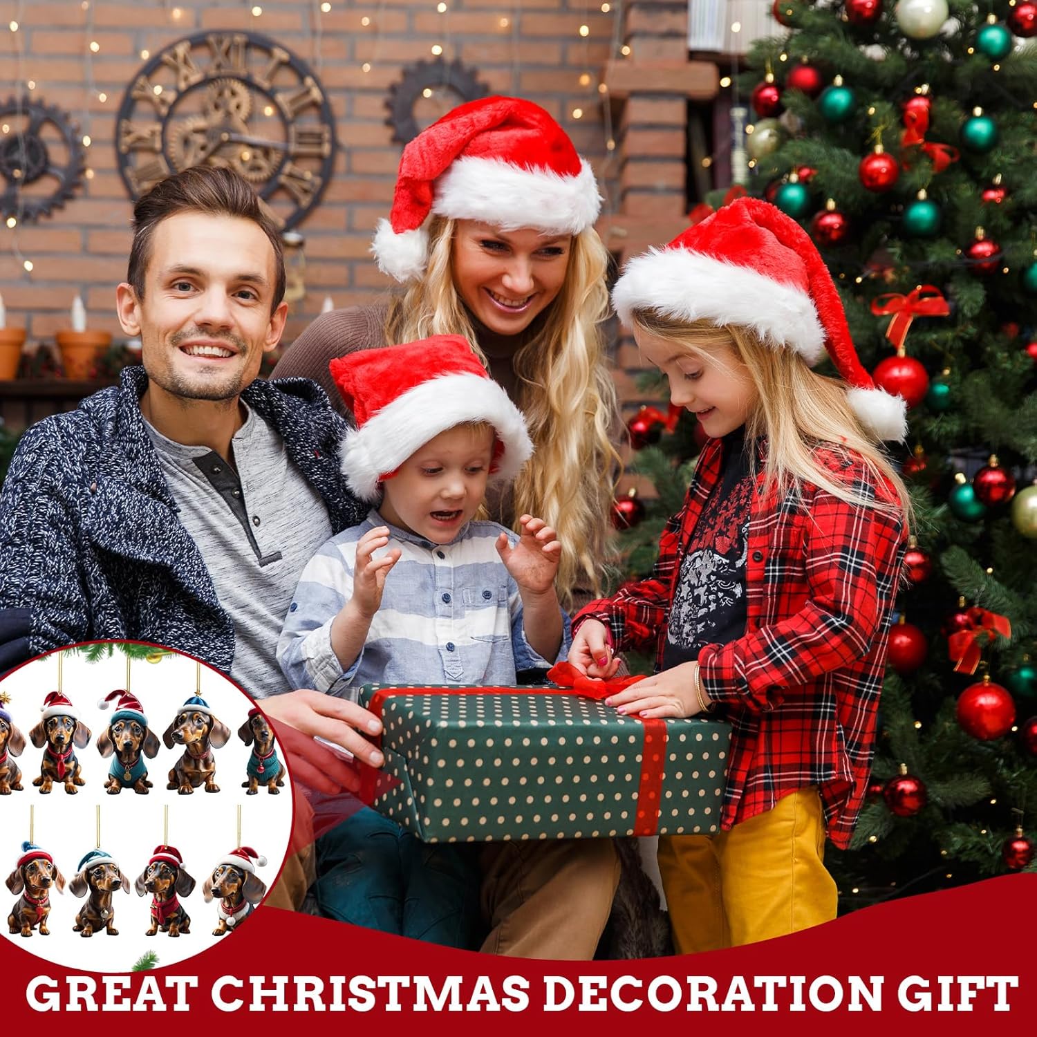 9-teilige Weihnachtsdekoration – bunte 2D-Acryl-Dackel-Anhänger für Baum, Haus und Auto – Bild 6