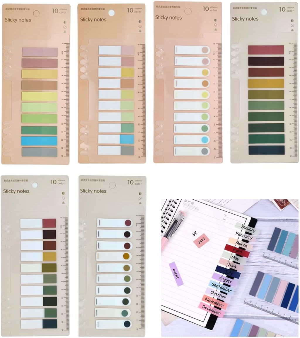 1200 piezas Morandi Index Tabs – Notas adhesivas rectangulares de colores para oficina, escuela