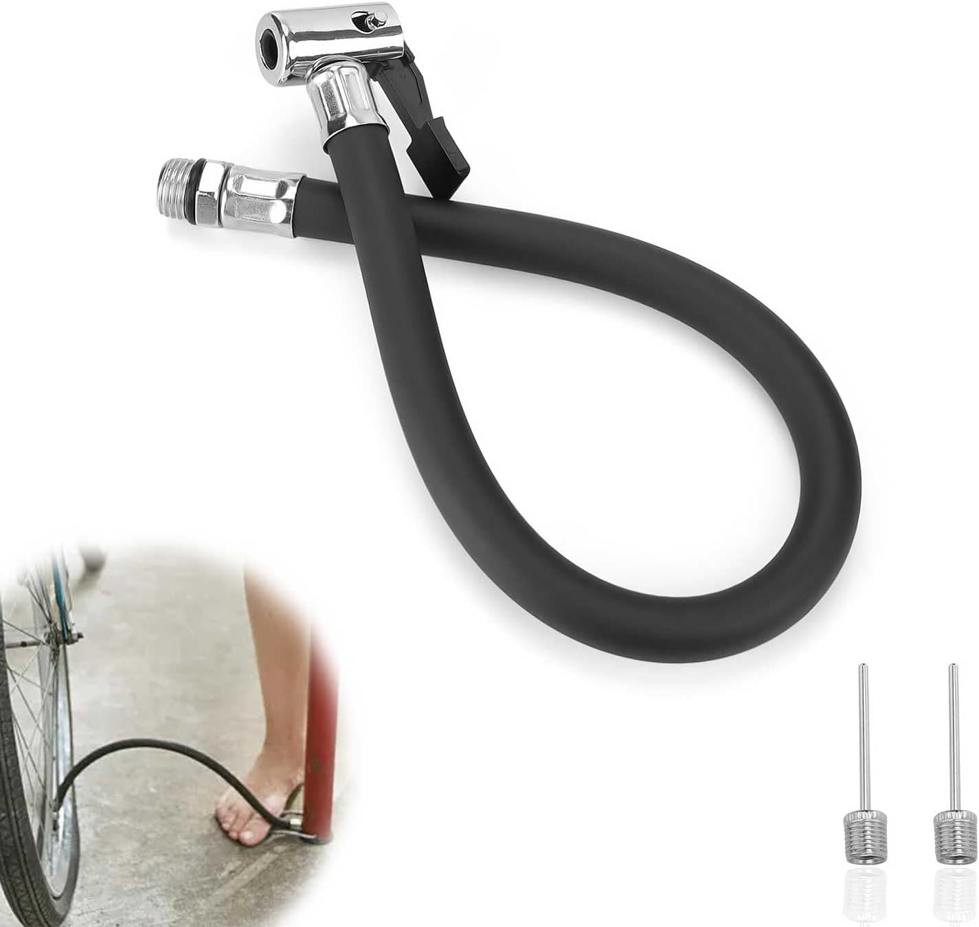 Tube d’extension de gonfleur 36,5 cm con aiguille de gonflage para pneus de voiture, vélo y moto