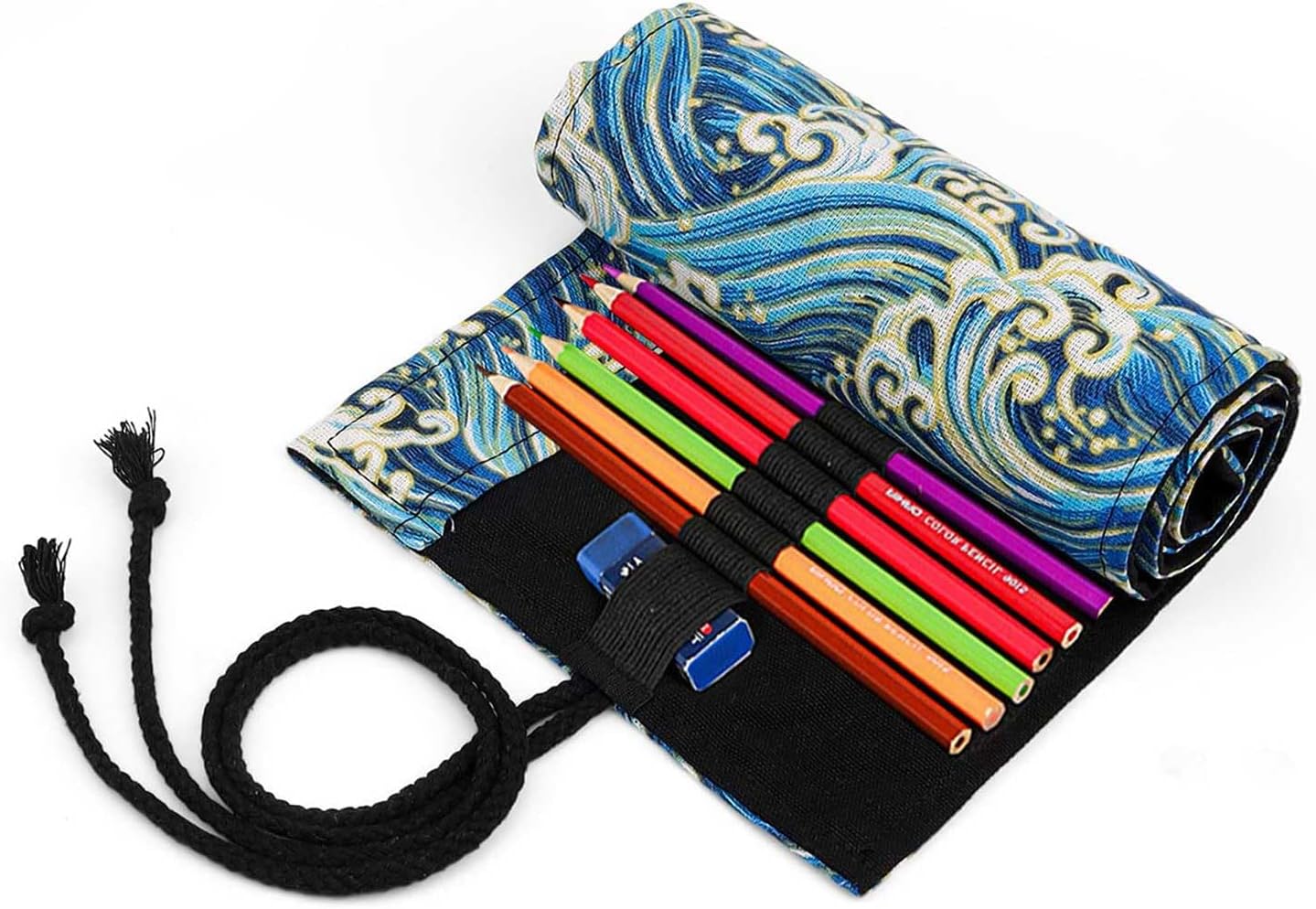 Trousse à Crayons de Couleur Grande Capacité 72 Compartiments en Toile - Rangement Étanche et Pliabl - produit neuf issu de déstockage