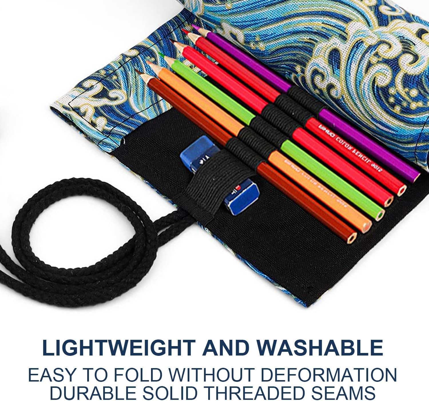 Trousse à Crayons de Couleur Grande Capacité 72 Compartiments en Toile - Rangement Étanche et Pliabl - produit neuf issu de déstockage