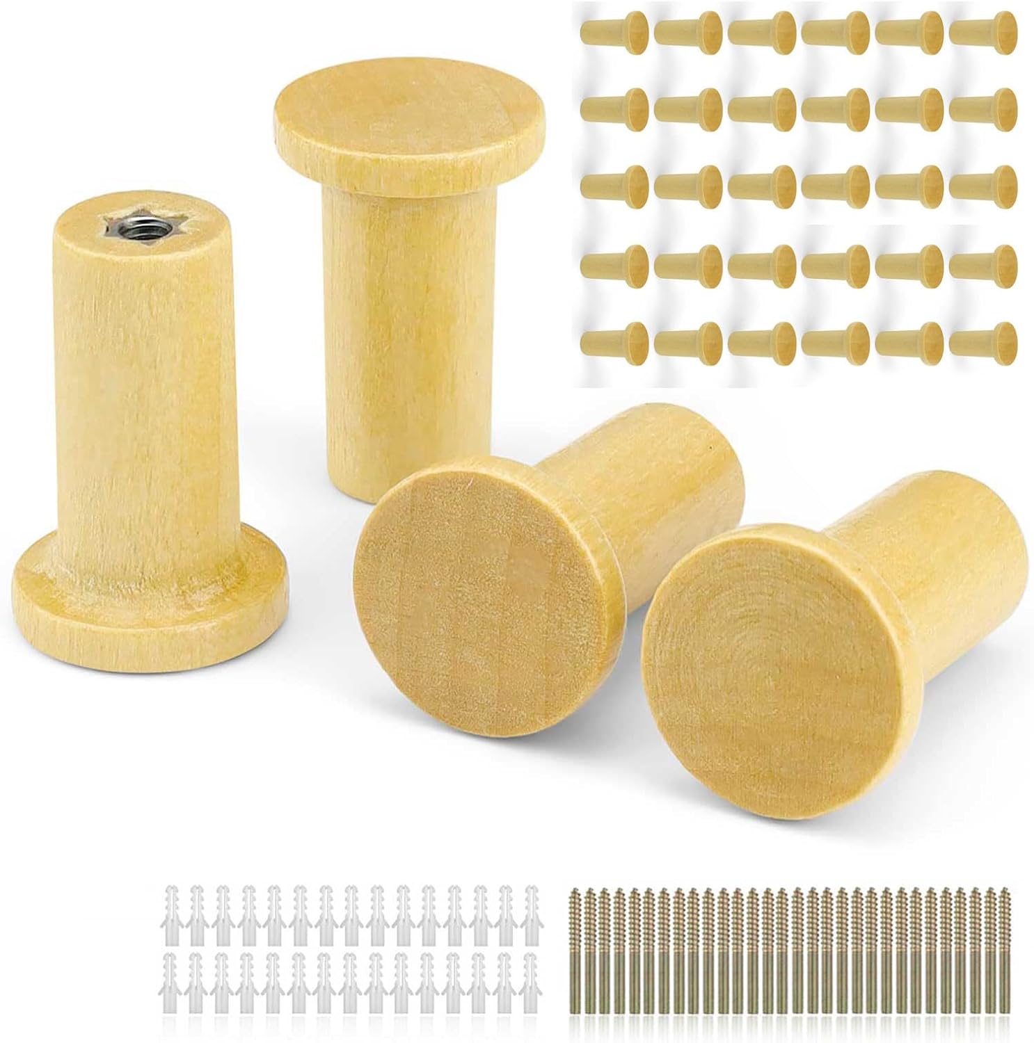 lote de 30 Porte-Manteaux Muraux en madera Poli con tornillos de montaje - Patères en Forme de T para Salon,
