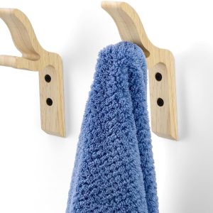 Patère Murale en Bois de Cerf - Lot de 2 Crochets Porte-Manteaux pour Entrée, Chambre et Balcon - produit neuf issu de déstockage