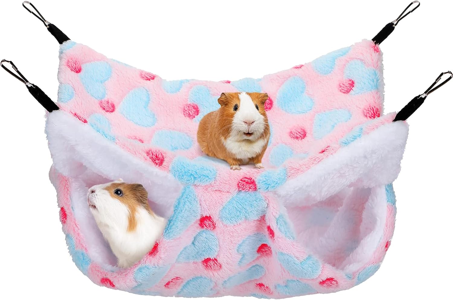 Hamac Double Couche en Peau de Pêche y Velours Arctique rosa para animales pequeños (34×34 cm)